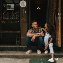 a couple relaxing at a restaurant