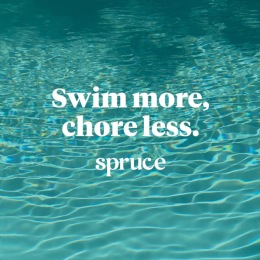 a swimming pool and a spruce ad