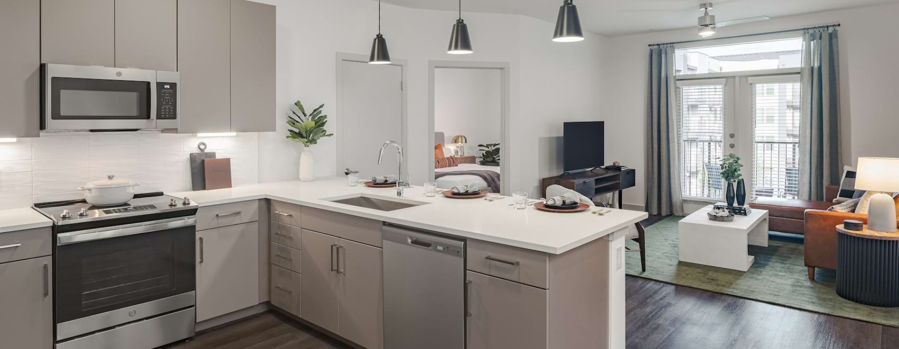 Well-lit kitchen with ample counter space