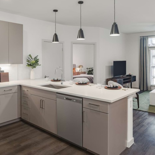 Well-lit kitchen with ample counter space