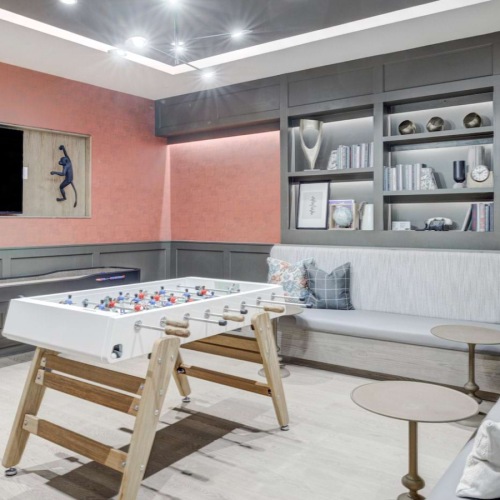 a spacious game room and a media area
